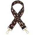 Close-up of leopard print polyester bag strap with golden metal swivel hooks and buckle - Style 9 Brown-Beige Leopard