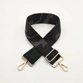 Adjustable wide replacement bag strap with black and grey camo pattern and gold clips - Silver Clasp / Black Camouflage