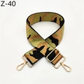 Close-up of camouflage pattern strap with gold metallic threads and shiny lobster clasps - Gold Thread Pink Brown (Z-40)