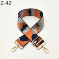 Detail of adjustable camouflage bag strap with golden metal hooks and shiny thread - Silver Thread Orange (Z-42)