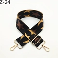 Detail view of colorful star pattern on wide nylon bag strap with gold metal hardware - Coffee Star Pattern (Z-24)