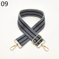 Macro detail of adjustable wide woven shoulder strap in blue and white stripes - Deep Blue and White Stripes (09)