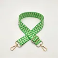 Close-up of green and beige wavy pattern woven strap with gold metal lobster clasps - Silver Clasp / Light Green
