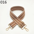 Detail of adjustable brown geometric herringbone wide shoulder strap with gold metal hooks - Brown and White Herringbone (016)