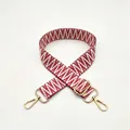 Adjustable burgundy and white geometric woven replacement shoulder strap with gold hooks - Rose Pink
