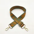 Bandoulière réglable tissée en vert olive et caramel avec des crochets dorés - N° 8 Vert Clair