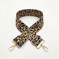 Close-up of leopard print wide replacement bag strap with golden alloy metal buckles - Style 3 Leopard