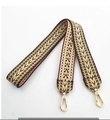 Bohemian geometric woven wide shoulder strap with yellow pattern and gold metal hooks - 3.8 Khaki 105cm