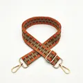 Tracolla regolabile in tessuto con motivi geometrici arancio e marrone e ganci dorati - Chiusura in Argento / Cachi Arancio (No. 40)