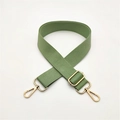 Adjustable grass green canvas bag strap with pale gold metal clasps for crossbody bags - Matcha Green