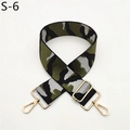 Detail of adjustable wide camo shoulder strap with premium golden metal swivel lobster clasps - S-6 Classic Four-Color Camouflage