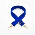 Detail of adjustable royal blue bag strap with premium gold metal lobster clasps - Sapphire Blue