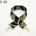 Detail of adjustable wide camouflage strap with polished light gold metal lobster clasps - S-10 Mint Green Yellow Black Camouflage