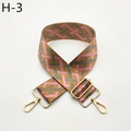 Detail view of woven geometric bag strap in brown, pink, and grey with gold lobster clips - Brown Pink Gray (H-3 Pink Gray)