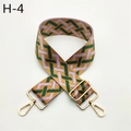Detail view of woven bag strap with purple and green geometric wave patterns and gold buckle - Yellow Green Purple (H-4 Pink Green)