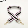 Détail d'une bandoulière tissée à rayures violettes avec boucles métalliques dorées - Style Violet (A-32)