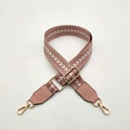 Pink chevron patterned wide replacement shoulder strap with gold metal buckles for handbags - Pink