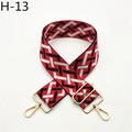 Detail of red and black geometric diamond weave shoulder strap with gold metal hooks - Red Black Silver (H-13 Red)