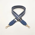 Adjustable dark blue webbing strap with white arrow pattern and gold metal lobster clasps - Lake Blue