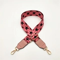 Dettaglio tracolla rosa regolabile in pelle PU con stelle nere e ganci in metallo oro - Rosa con Pelle Rosa