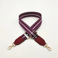 Detail of purple woven strap with white chevron patterns and gold metal lobster clasps - Purple + Wine Red Leather / Silver Clasp