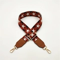 Adjustable wide replacement bag strap with colorful star pattern and gold hardware - Brown with Brown Leather Trim