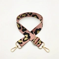 Adjustable leopard print bag strap with pink base and gold metallic clips for cross-body - Hot Pink With Silver Buckle