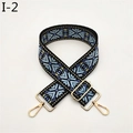 Detail of adjustable wide bag strap with colorful jacquard snowflake pattern and gold hardware - Lake Blue (I-2)