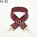 Close-up of pink, gold, and black geometric woven bag strap with golden metal hardware - Black Rose Red Pattern (H-31)