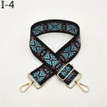 Detailed view of woven geometric wide strap with adjustable gold metal lobster clasps - Pale Blue (I-4)