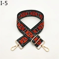Detail of adjustable geometric ethnic embroidery strap with gold metal lobster clasps - Orange (I-5)