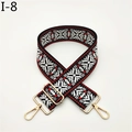 Detail of wide jacquard bag strap with red snowflake pattern and gold metal hooks - Red White (I-8)