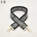 Close-up of snowflake pattern woven bag strap with golden adjustable metal buckle - Gray (I-9)