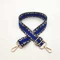 Adjustable leopard print bag strap with royal blue stripe and gold metal hardware - No.6 Sky Blue Stripe Gold Buckle