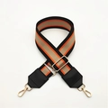 Verstellbarer gestreifter Schultergurt für Handtaschen mit Goldclips und schwarzem Kunstleder - Schwarz Orange Streifen Schwarzes Leder