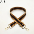 Detail of adjustable canvas strap with navy, yellow stripes and gold metal buckles - Khaki (A-8)