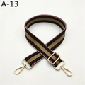 Close-up of adjustable striped handbag strap with golden metal hooks and buckles - Pink Coffee (A-13)