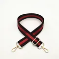 Adjustable red and black striped narrow shoulder strap with gold metal lobster clasps - No. 2 Coffee Red Stripe