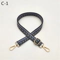 Detail of colorful patterned bag strap with golden metal swivel hooks and adjuster - Blue (C-1)