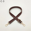 Detail of geometric woven bag strap with golden metal swivel hooks and adjuster - Silver Clasp / Blue Orange (C-3)