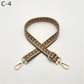 Detail view of thickened 2.5cm geometric woven strap with gold metal buckle - Khaki (C-4)