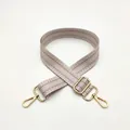 Adjustable beige and brown geometric patterned bag strap with golden metal swivel hooks - No.7 Light Purple
