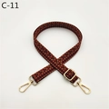 Detail view of ethnic zigzag woven bag strap with golden lobster clasps and adjustment buckle - Wine Red (C-11)