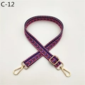 Detail of colorful geometric woven bag strap with golden lobster clasp and slider - Silver Clasp / Purple (C-12)