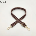 Close-up of durable woven strap with colorful V-shape geometric patterns and gold metal clips - Pink (C-13)