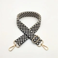 Adjustable thickened cotton shoulder strap with black and white patterns and gold hardware - Silver Clasp / Black Back Pattern