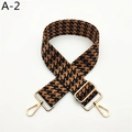 Detail of adjustable houndstooth shoulder strap with premium gold metal lobster clasps - Silver Clasp / Brown Black Houndstooth (A-2)