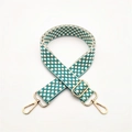 Adjustable wide cotton shoulder strap for handbags with teal geometric polka dot pattern - Green