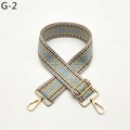 Close-up of adjustable woven strap with blue and yellow geometric patterns and gold clips - Gray (G-2)