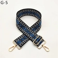 Detail of thickened wide shoulder strap with ethnic embroidery and gold metal hooks - Blue (G-5)